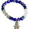 8mm Evil Eye- Clear Quartz With Fatima Hand