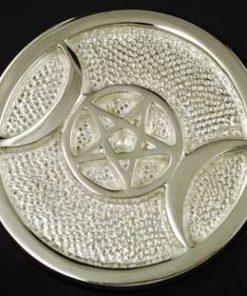 Silver Plated Brass Triple Moon Altar Tile 3 1-2"